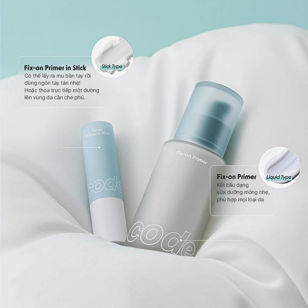  (TẶNG KEM LÓT THỎI MINI) Kem Lót Trang Điểm Kiềm Dầu Code Glokolor Fix On Primer 30ml 