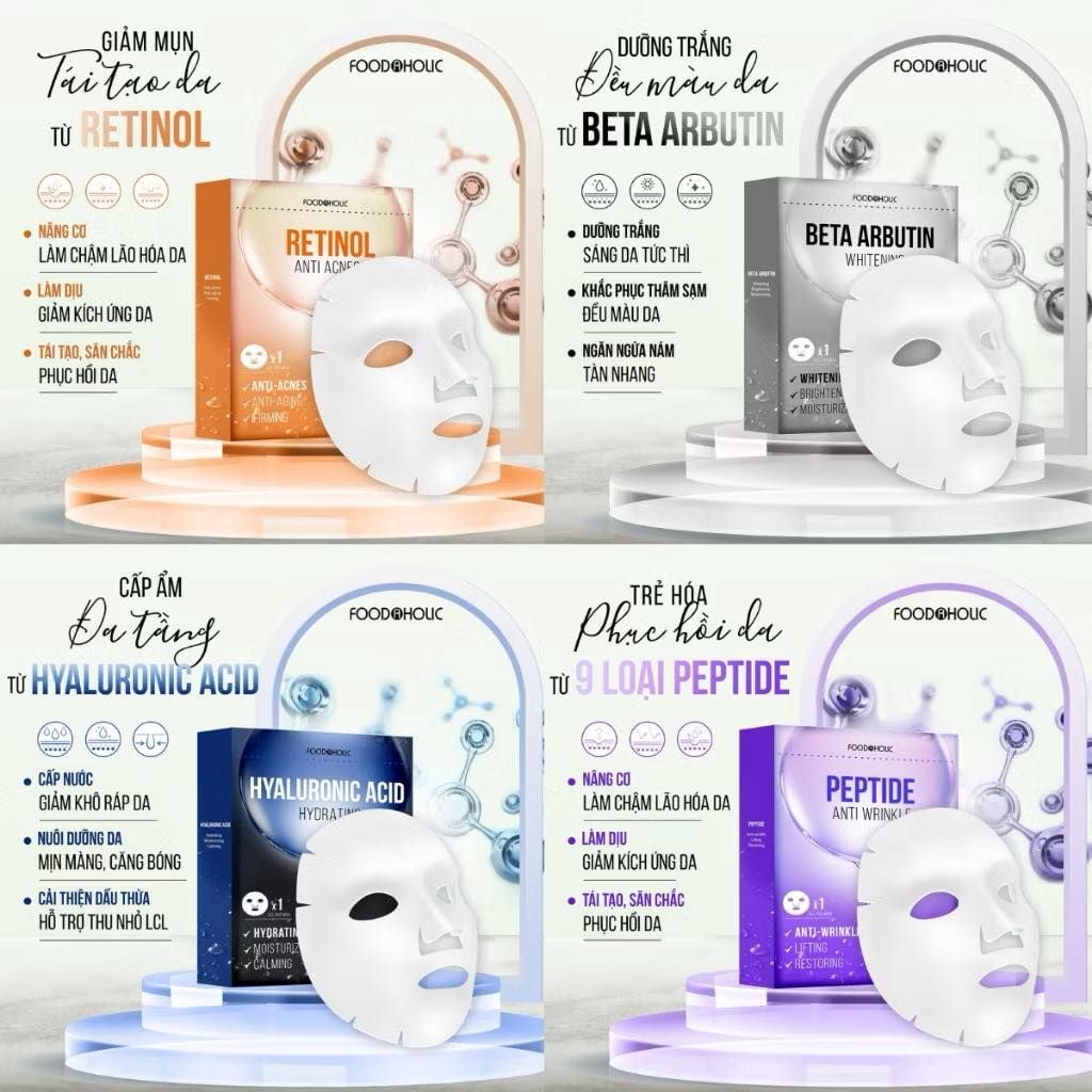  Mặt nạ giấy cấp ẩm, dưỡng sáng Foodaholic Premium Mask 23ml (1 miếng) 
