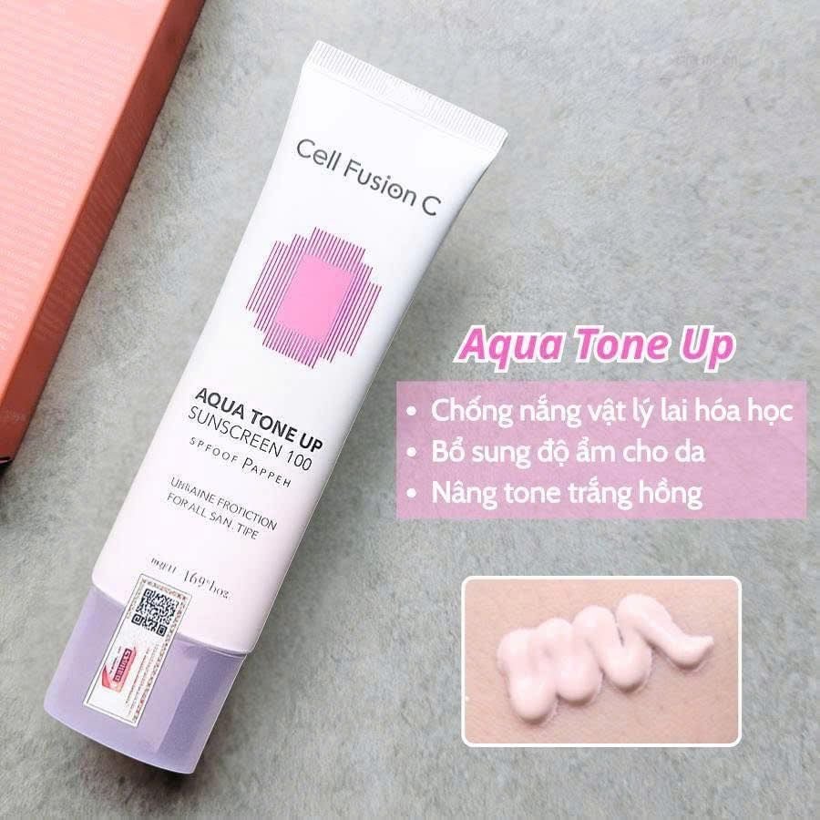 Kem chống nắng nâng tone, cấp ẩm Cell Fusion C Aqua Tone Up Sunscreen 100 SPF50+ PA++++ (Hồng mới) 
