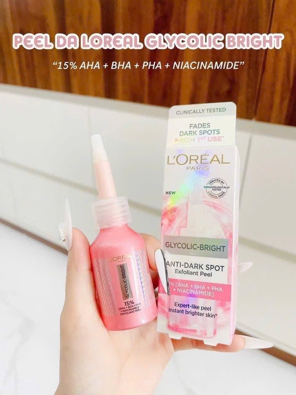  (Mẫu mới) Tinh Chất Peel Da, Tẩy Da Chết L'Oréal Paris Glycolic Bright Anti Dark Spot Exfoliant Peel 25ml 