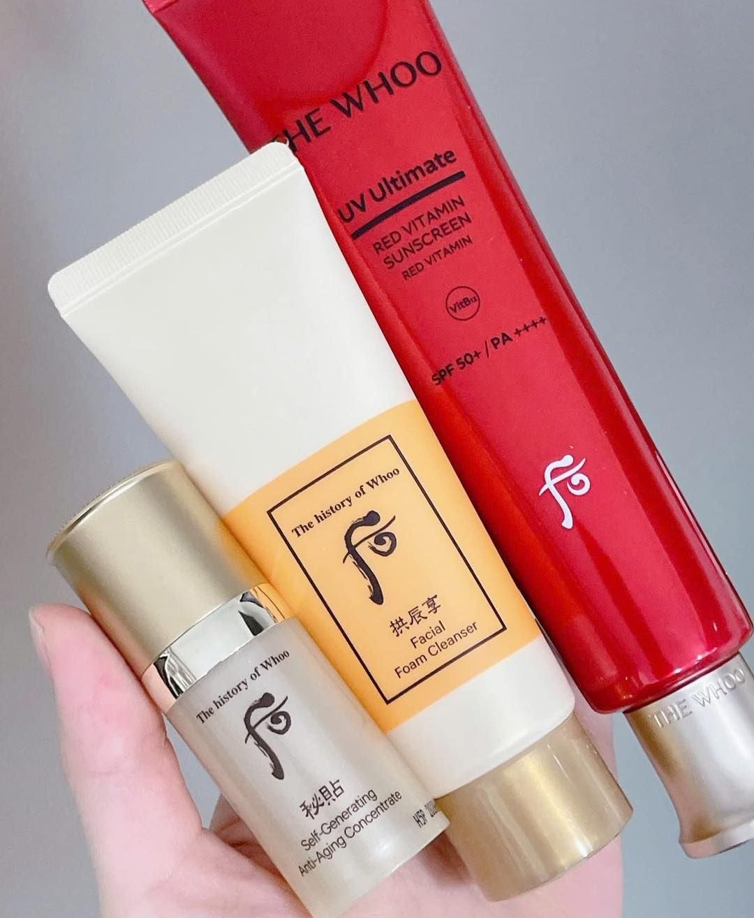  Bộ kem chống nắng kiềm dầu, dịu da The Whoo UV Ultimate Red Vitamin Sunscreen Special Set (3 Items) bản Đỏ 