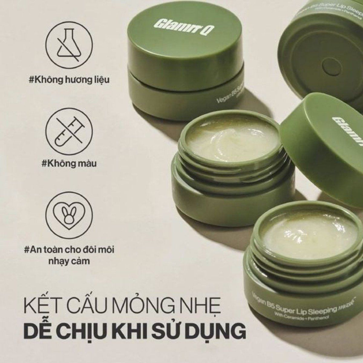  Mặt Nạ Ngủ Môi Glamrr Q Vegan B5 Super Lip Sleeping Mask 10ml 