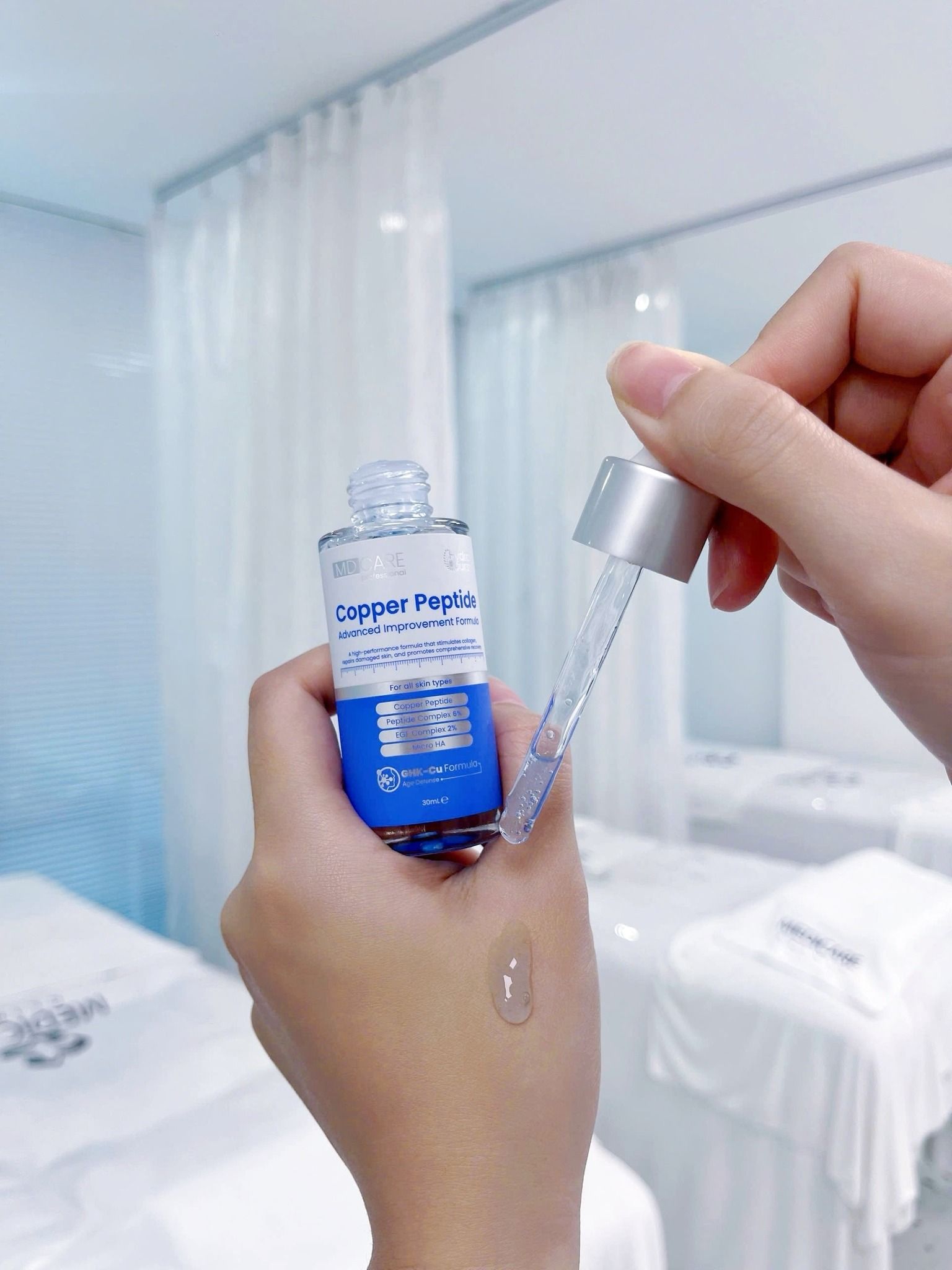  (TẶNG KÈM 2 MIẾNG MẶT NẠ MD CARE) Tinh Chất Chống Lão Hóa, Tăng Sinh Collagen MD CARE Copper Peptide Serum 30ml 