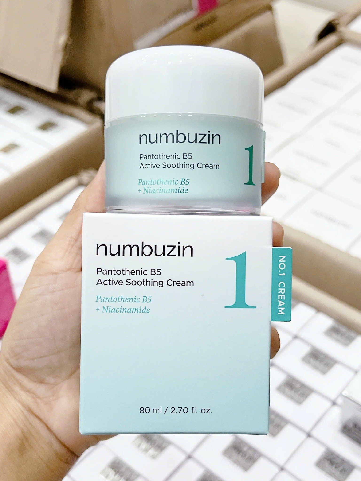  Kem Dưỡng ẩm, Giảm Dầu Mụn Numbuzin No.1 Pantothenic B5 Active Soothing Cream 80ml 