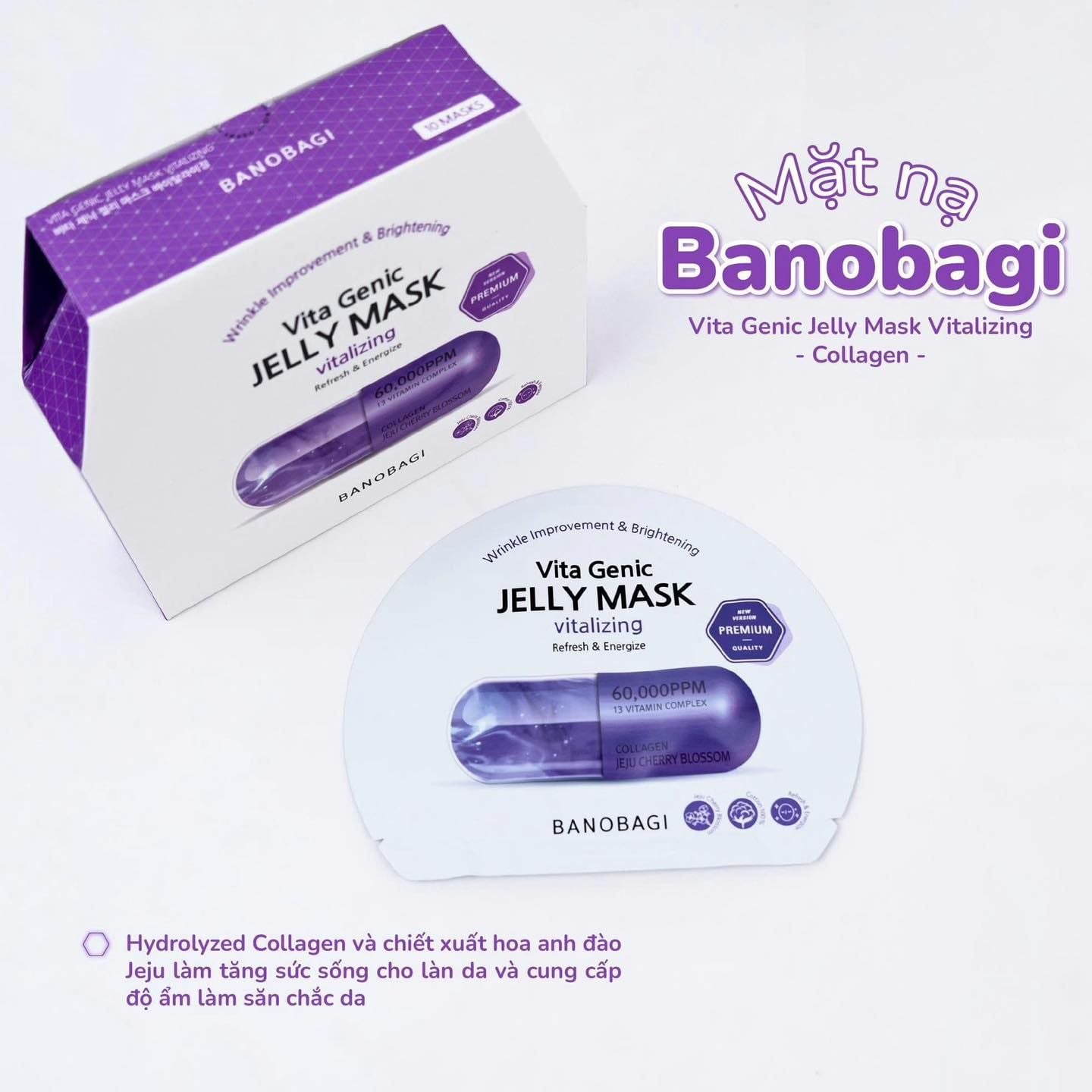  (Mẫu mới) Mặt nạ giấy cấp ẩm, dịu da Banobagi Vita Genic Jelly Mask 30g (1 miếng) 