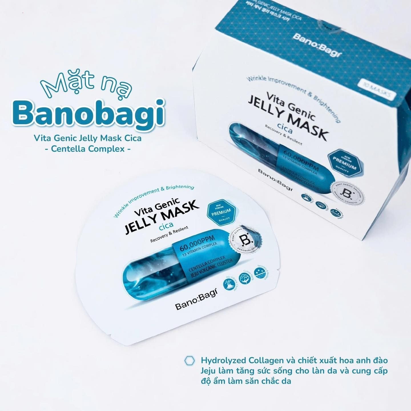  (Mẫu mới) Mặt nạ giấy cấp ẩm, dịu da Banobagi Vita Genic Jelly Mask 30g (1 miếng) 