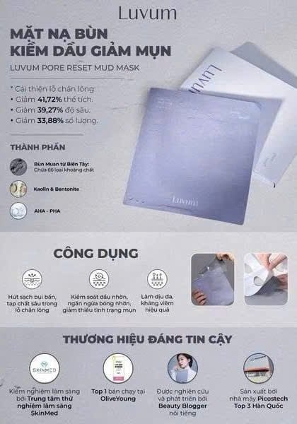  Mặt Nạ Thạch Dưỡng Da Luvum Gel Mask 33g (1 miếng) 
