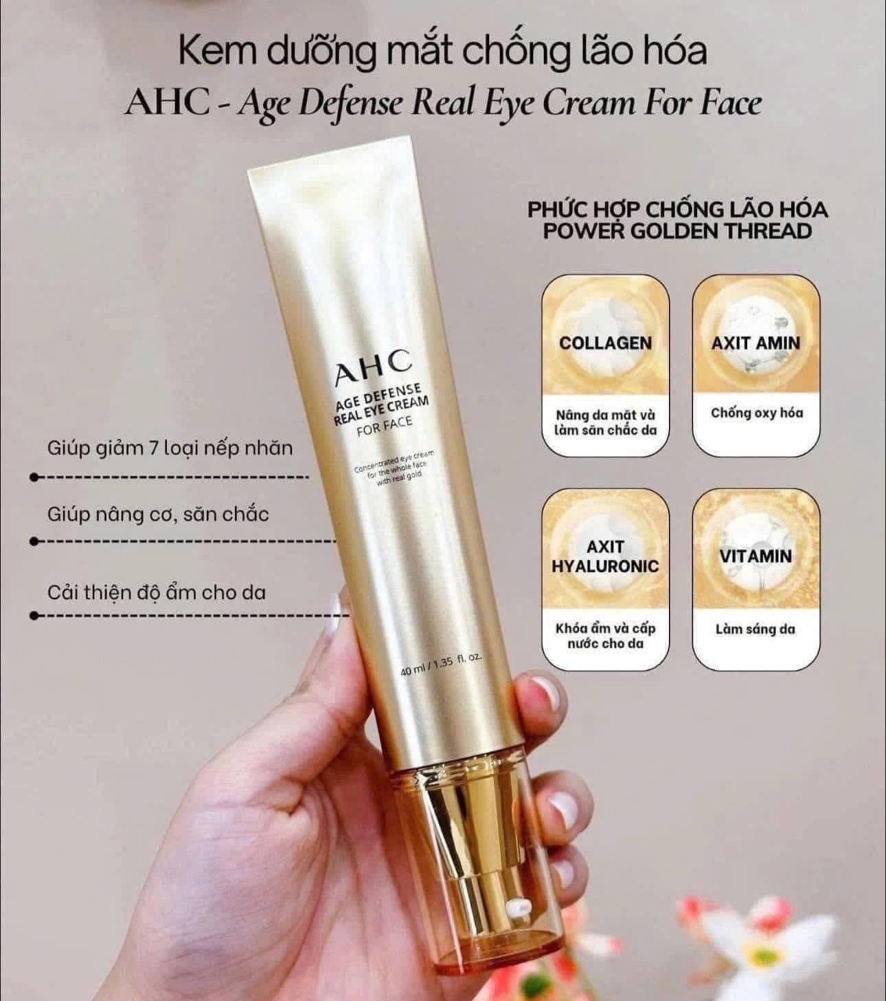  Kem Dưỡng Mắt Cao Cấp AHC Age Defense Real Eye Cream For Face 40ml 