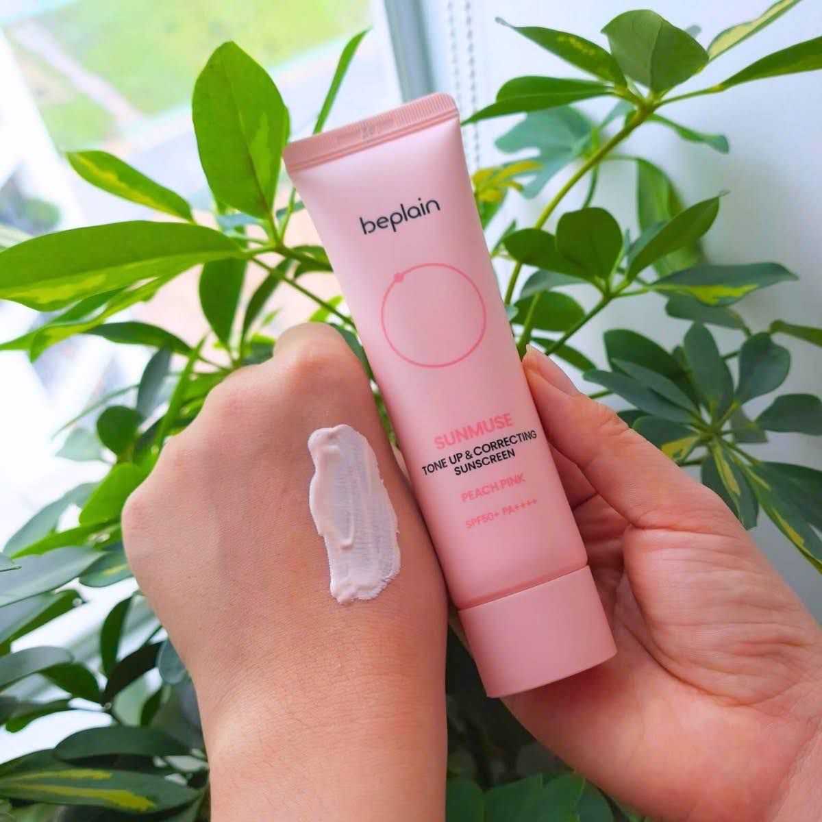  (HỒNG) Kem Chống Nắng Nâng Tone Beplain Tone Up & Correcting Sunscreen Peach Pink SPF50+ PA++++ 50ml 