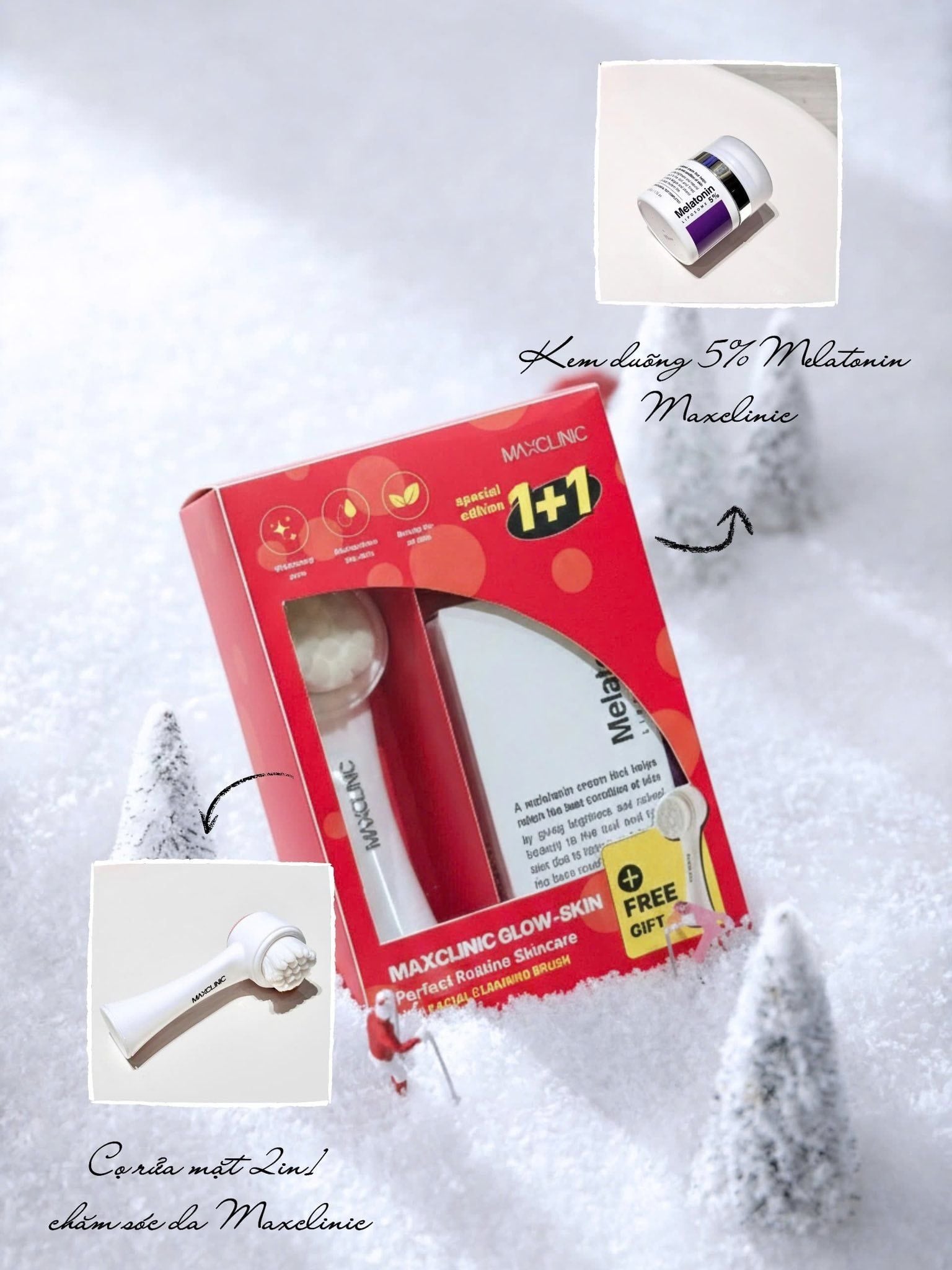  (Tặng 1 cọ rửa mặt) Kem Dưỡng Mờ Nám, Chống Lão Hóa Maxclinic Time Return Melatonin Liposome 5% Cream 50g 