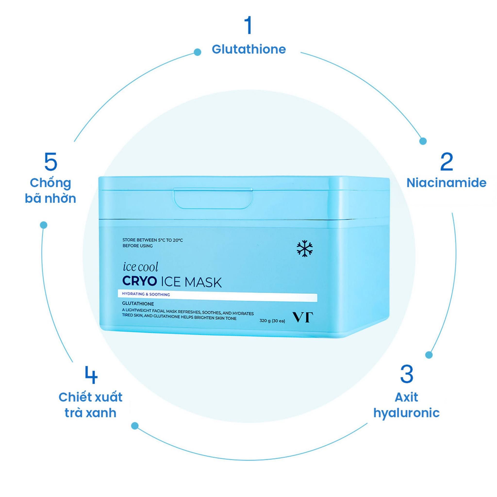  Mặt nạ cấp ẩm, làm mát da VT Cryo Ice Mask (Hộp 30 miếng) 