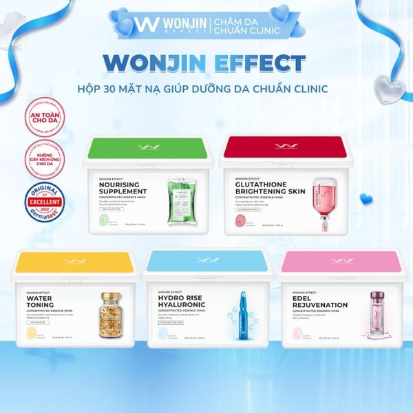  (Hộp 30 miếng) Mặt Nạ Giấy Dưỡng ẩm Wonjin Effect Concentrated Essence Mask 350g 