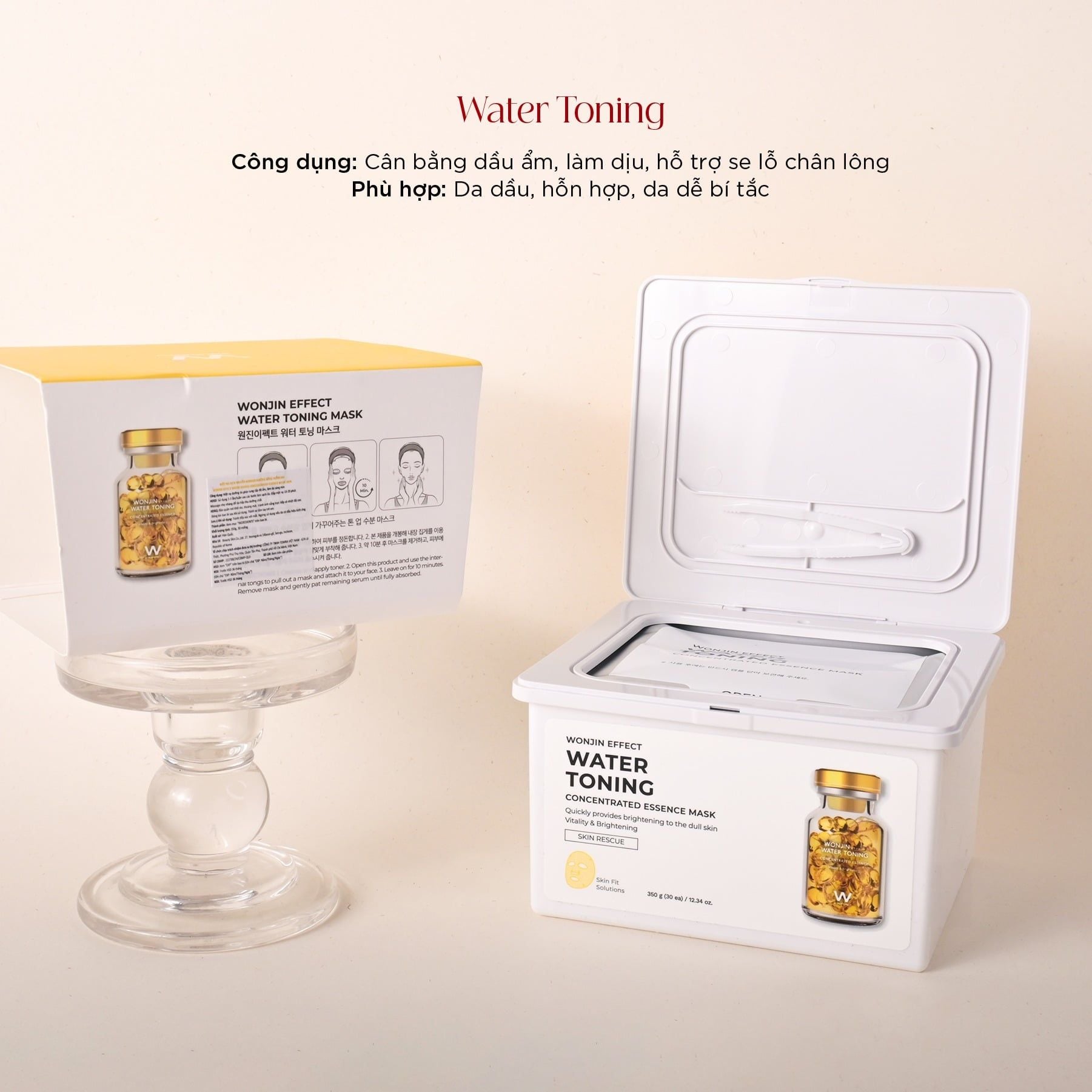  (Hộp 30 miếng) Mặt Nạ Giấy Dưỡng ẩm Wonjin Effect Concentrated Essence Mask 350g 