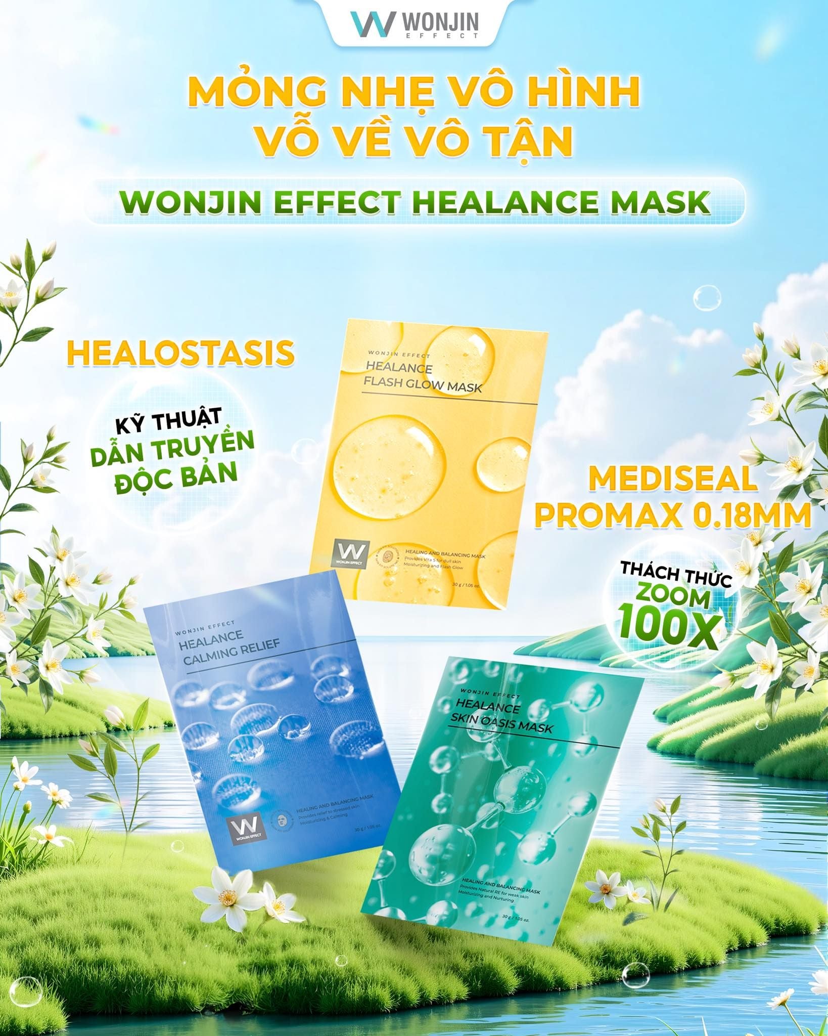  (Mẫu mới) Mặt Nạ Giấy Dưỡng Da WonJin Effect Healing And Balancing Mask 30g (1 miếng) 