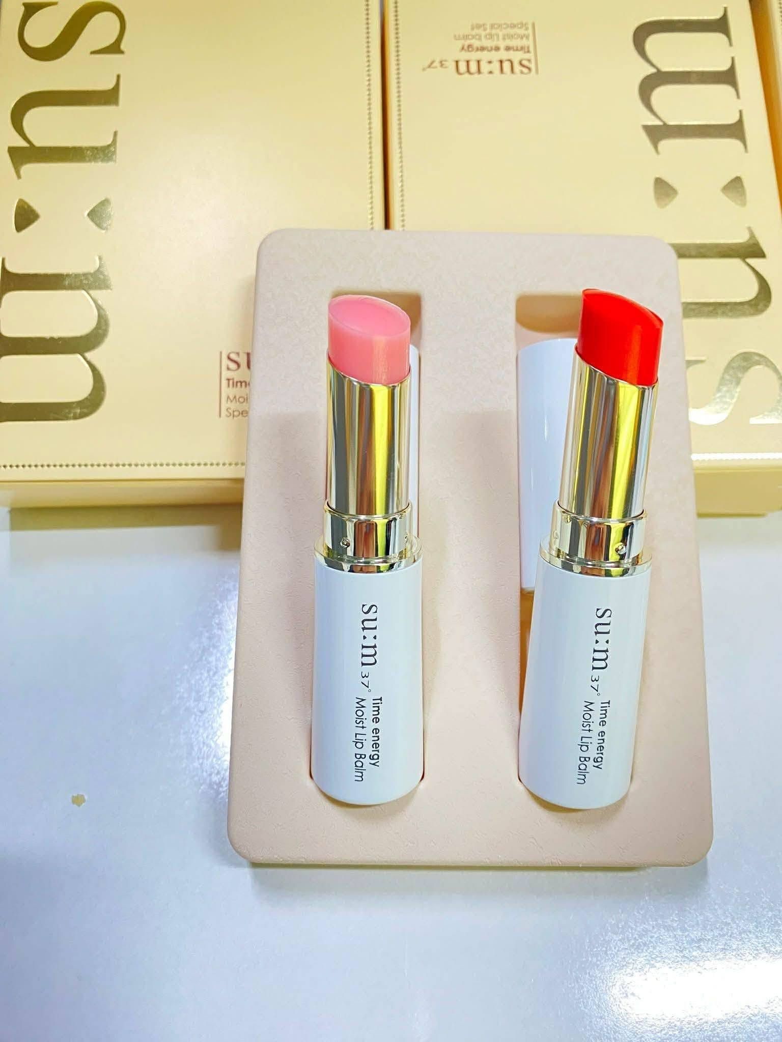  Set Son Dưỡng Môi Su:m37 Time Energy Moist Lip Balm Red Special Set (PINK+CORAL) 
