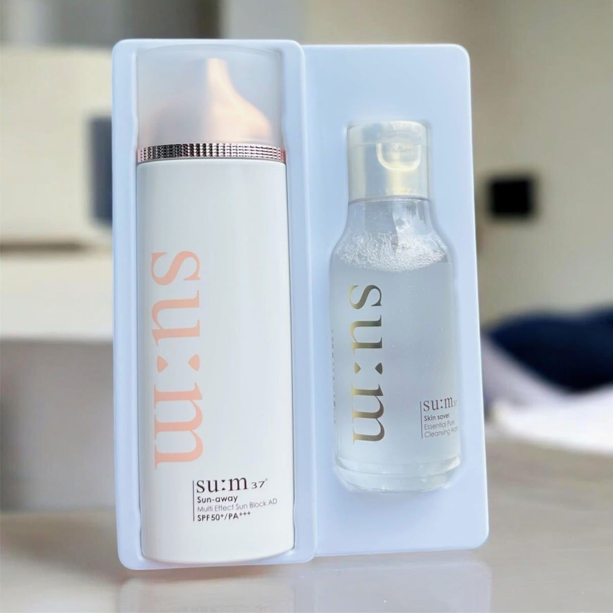  Kem chống nắng nâng tone SU:M37 Sun Away Multi Effect Sun Block AD Special Set 100ml (TẶNG TẨY TRANG 100ml) 
