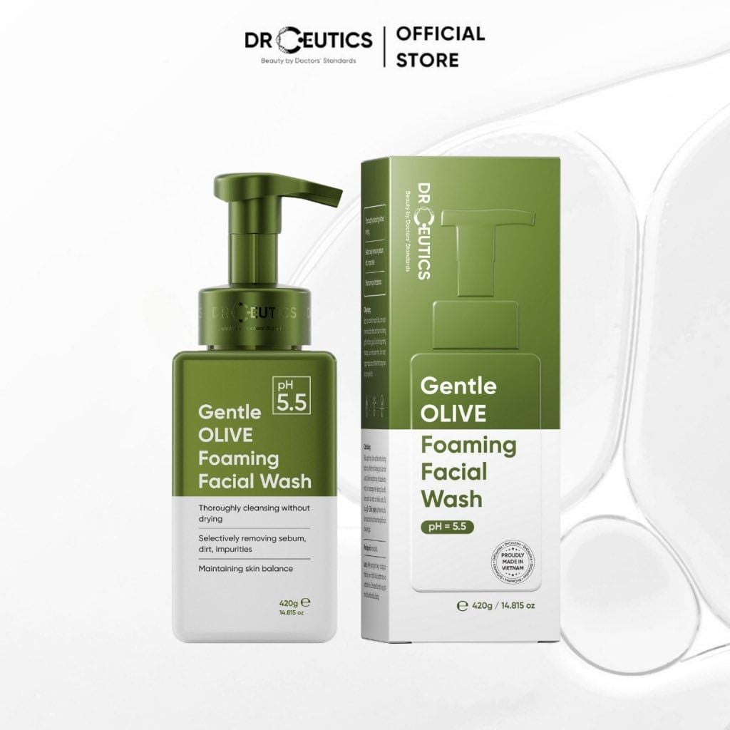  Sữa Rửa Mặt Tạo Bọt Nhẹ, Dịu Da DRCEUTICS Gentle Olive Foaming Facial Wash 420g 