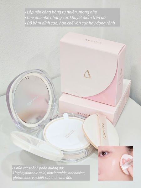  Phấn Nước Bắt Sáng, Căng Bóng Aperire Sheer Breeze Cushion SPF50+ PA++++ 13g 