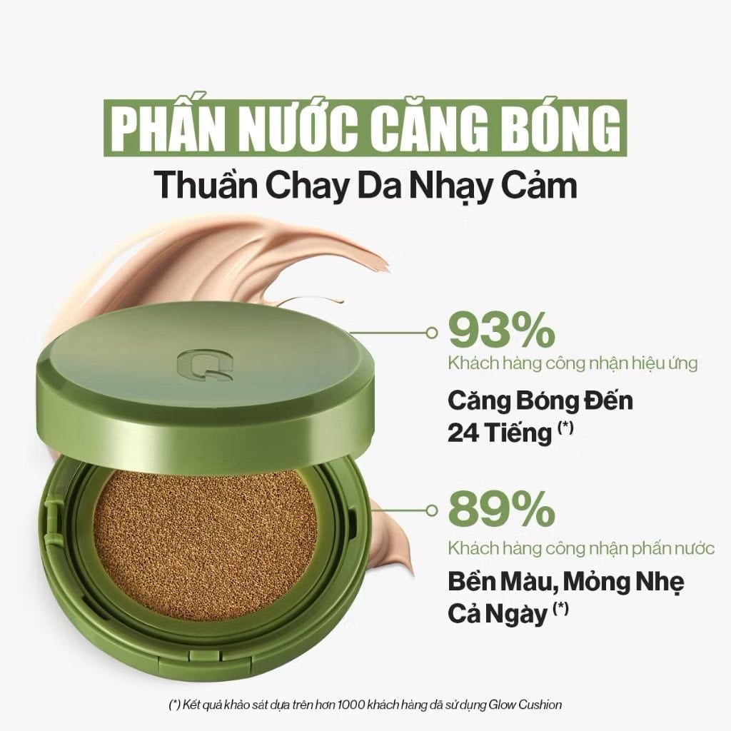  Phấn Nước Thuần Chay, Căng Bóng Glamrr Q Vegan Super GLOW Cushion SPF50+ PA++++ 15g 