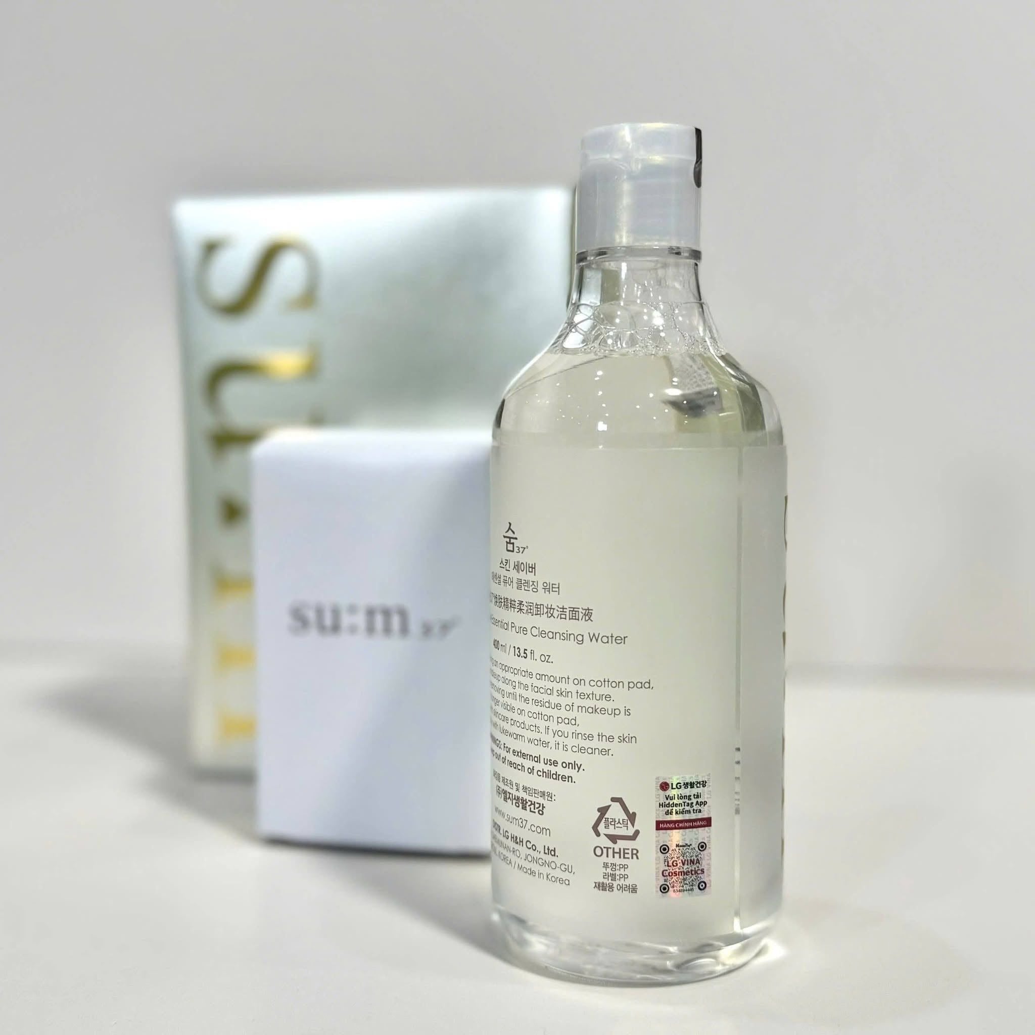 Nước Tẩy Trang Dịu Nhẹ Su:m37 Skin Saver Essential Pure Cleansing Water Special Set 400ml (Tặng kèm 75 miếng bông tẩy trang) 