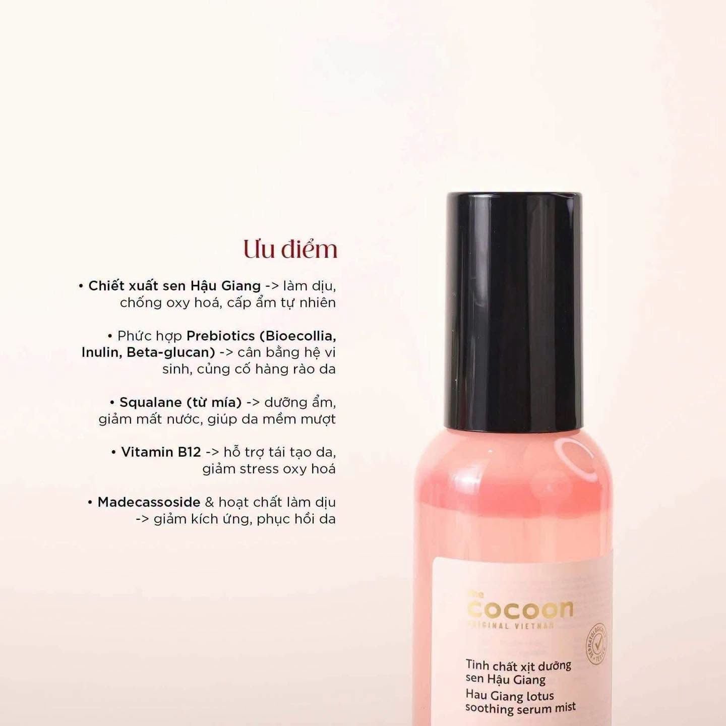  Tinh Chất Xịt Dưỡng Sen Hậu Giang Cocoon Hau Giang Lotus Soothing Serum Mist 100ml 