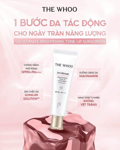  (HÀNG ORDER) Kem chống nắng nâng tone The Whoo UV Ultimate Brightening Tone Up Sunscreen Special Set (Tặng kèm sữa rửa mặt) 