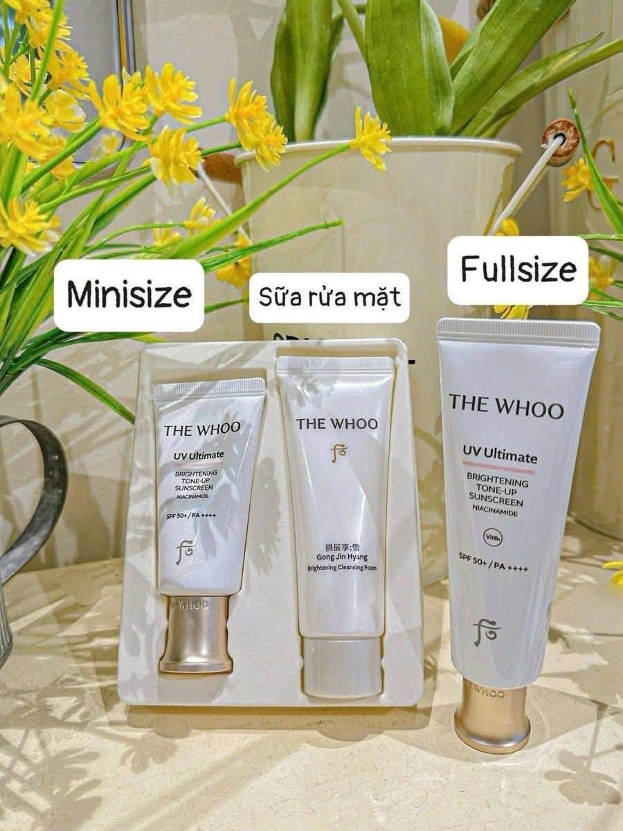 (HÀNG ORDER) Kem chống nắng nâng tone The Whoo UV Ultimate Brightening Tone Up Sunscreen Special Set (Tặng kèm sữa rửa mặt) 