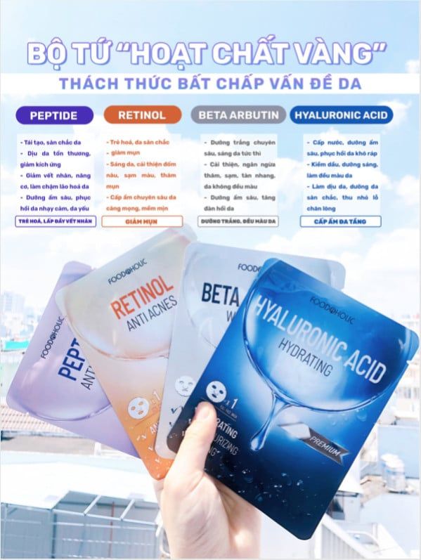  Mặt nạ giấy cấp ẩm, dưỡng sáng Foodaholic Premium Mask 23ml (1 miếng) 