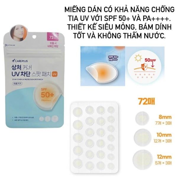  (Xanh Dương) Miếng Dán Mụn Care Plus Scar Cover Spot Patch 