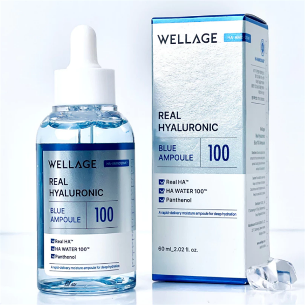  Tinh Chất Cấp Nước, Phục Hồi Da Căng Bóng Wellage Real Hyaluronic Blue Ampoule 60ML 