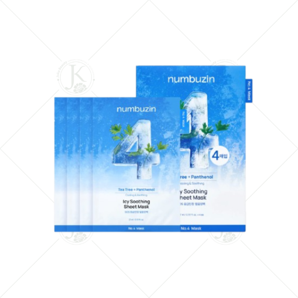  (1 MIẾNG) Mặt Nạ Giấy Numbuzin Làm Dịu Da Numbuzin No.4 TEA TREE + PANTHENOL Icy Soothing Sheet Mask 27ml 