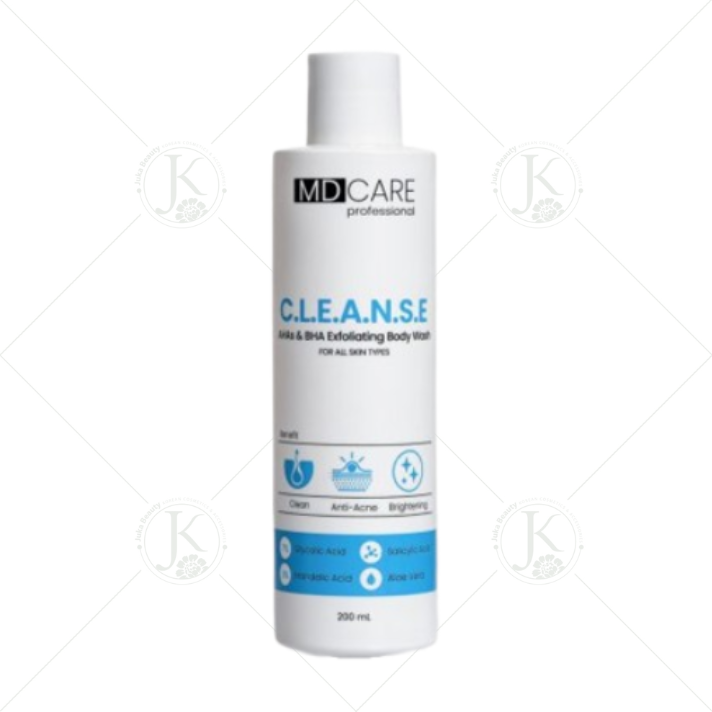  Sữa Tắm Giảm Mụn, Tẩy Tế Bào Chết MD CARE AHA & BHA Exfoliating Body Wash 200ml 