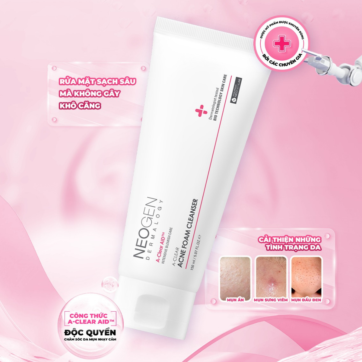  Sữa Rửa Mặt Giảm Mụn, Giảm Nhờn Neogen A-Clear Acne Foam Cleanser 150ml 