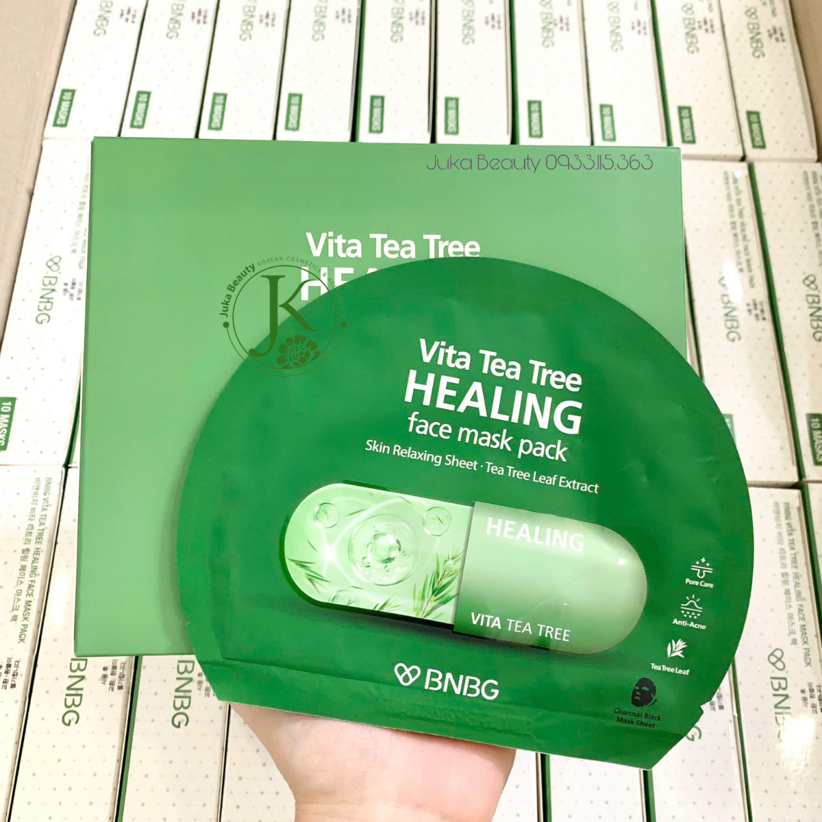  (Mẫu mới) Mặt Nạ Tràm Trà Giảm Mụn BNBG Vita Tea Tree Healing Face Mask Pack 30ml 