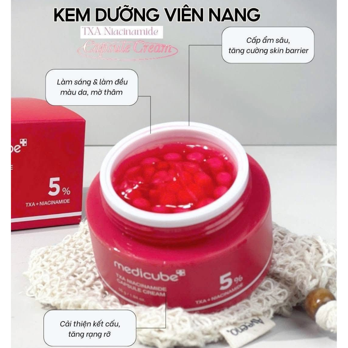  Kem Dưỡng Sáng, Phục Hồi Da Medicube TXA + 5% Niacinamide Capsule Cream 55g 