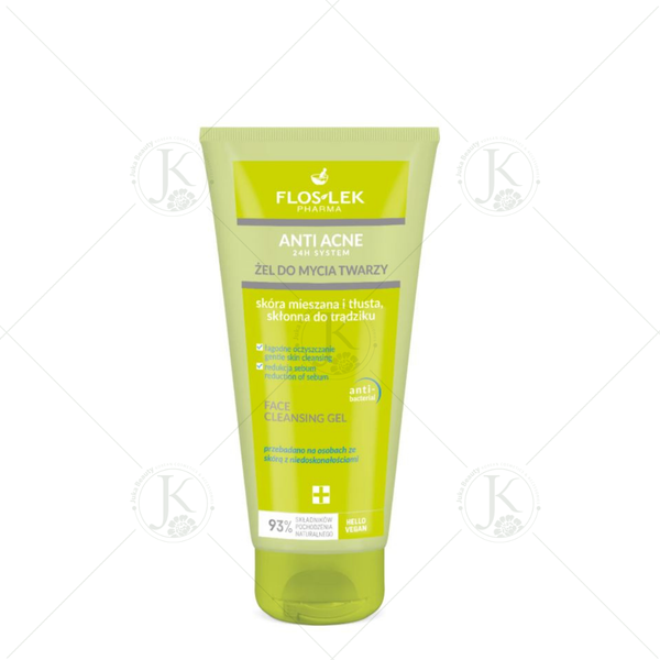  Sữa rửa mặt dạng gel cho da dầu mụn Floslek Anti Acne 24h System Face Cleansing Gel 200ml 