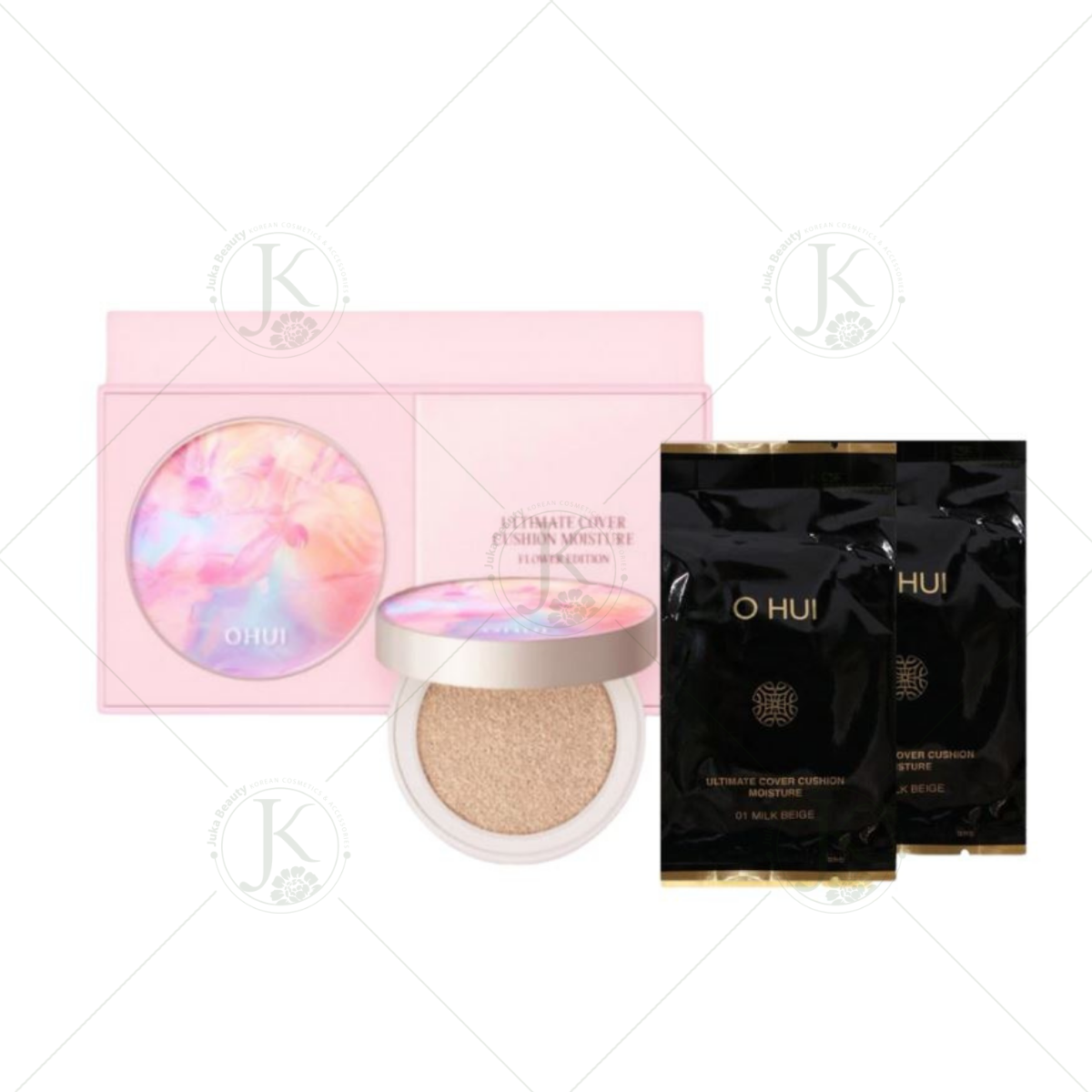  Phấn Nước Mỏng Nhẹ, Căng Bóng Ohui Ultimate Cover Cushion Moisture Flower Edition 15g (Tặng kèm 2 lõi refill) 