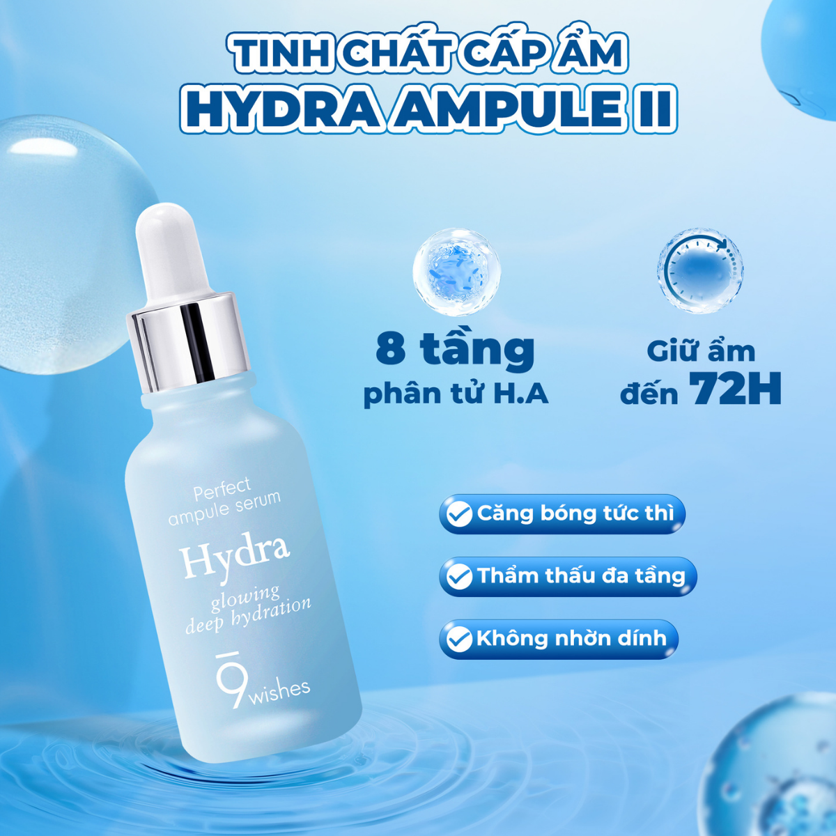  (SALE) Tinh chất Cấp ẩm, Làm Sáng Da 9Wishes Ampule Serum 