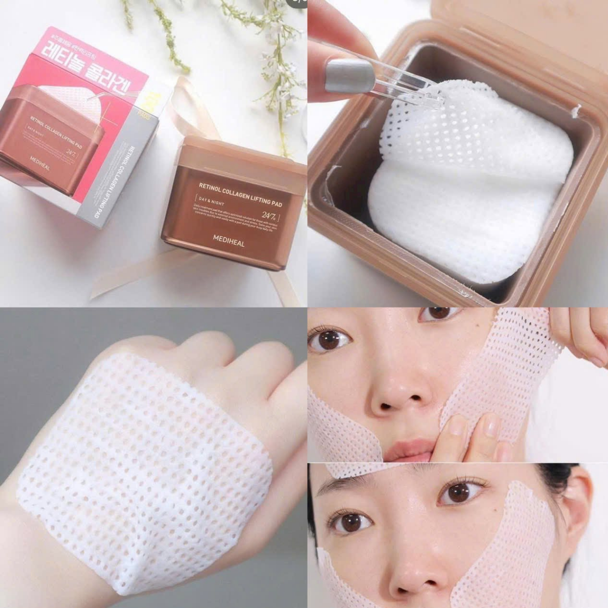  Miếng Bông Nâng Cơ, Chống Lão Hóa Mediheal Retinol Collagen Lifting Pad 180ml (100 miếng) 