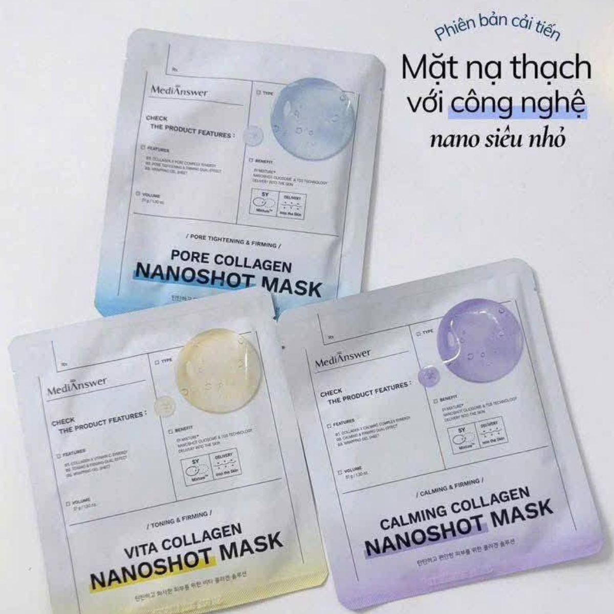  Mặt nạ thạch căng bóng da Medianswer Collagen Nanoshot Mask 37g (3 dòng) 