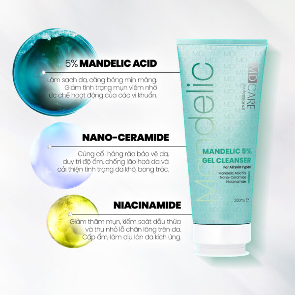  Sữa Rửa Mặt Dạng Gel MD CARE Mandelic 5% Gel Cleanser 200ml 