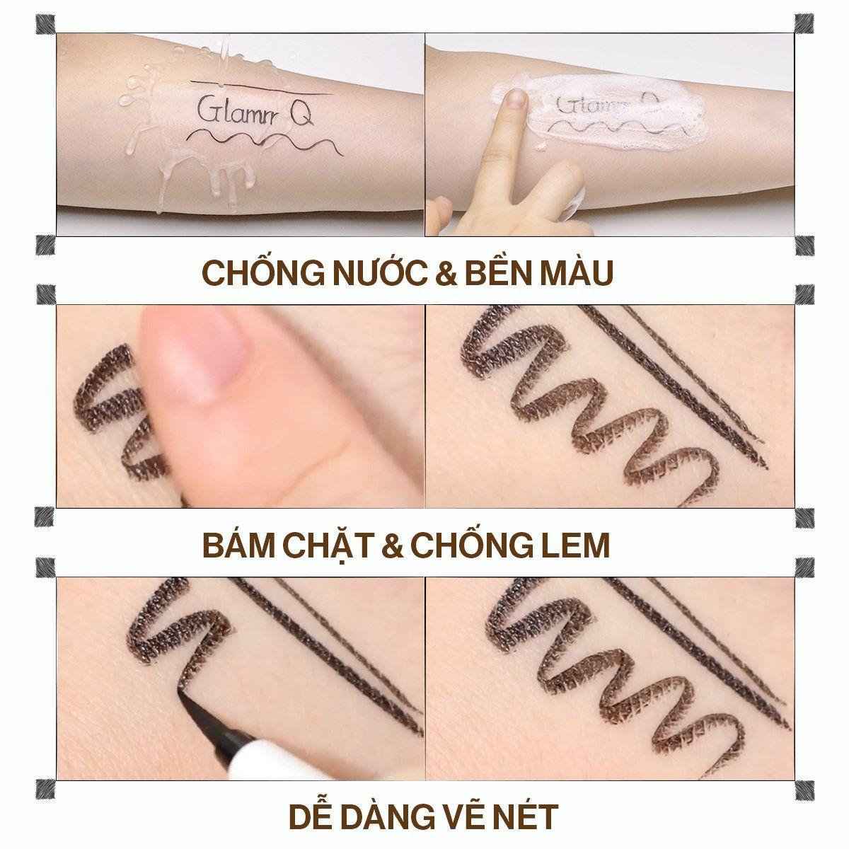  Kẻ Mắt Thuần Chay Chống Nước Glamrr Q Vegan Super Stay Eyeliner #BLACK COFFEE 