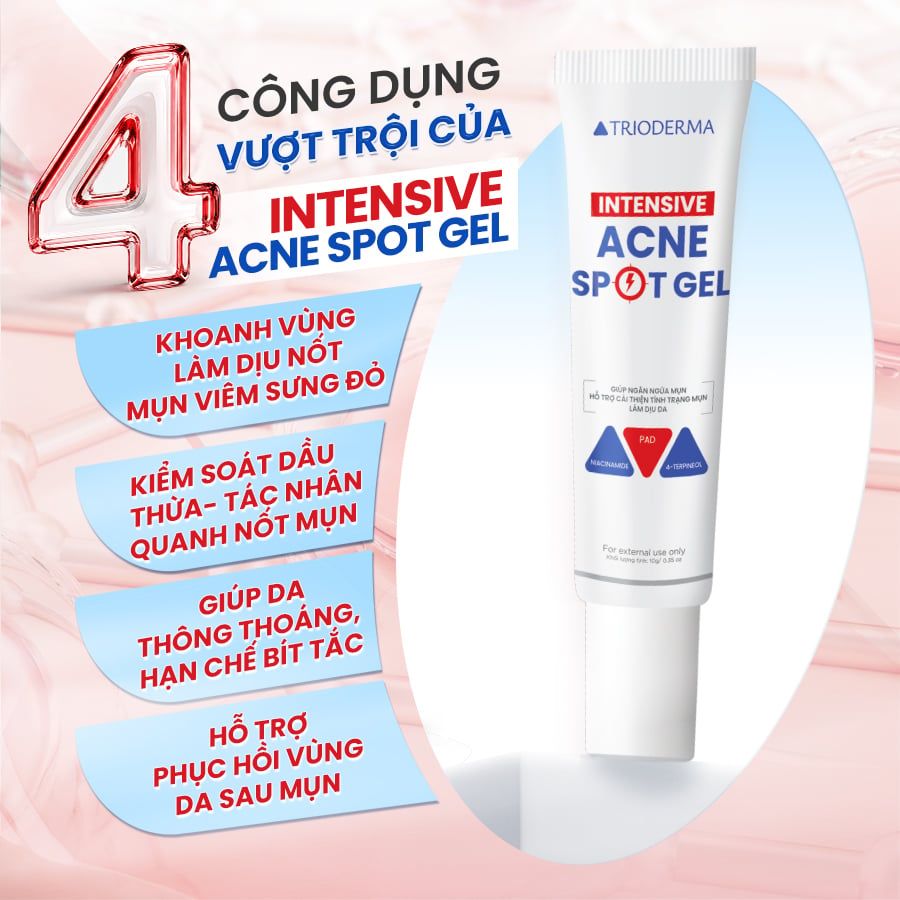  (ĐỎ) Gel hỗ trợ chấm mụn viêm Trioderma Intensive Acne Spot Gel 10g 