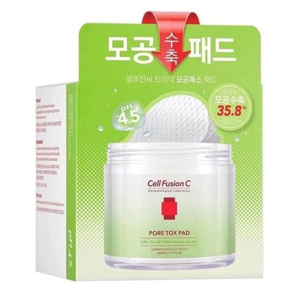  Toner Pad Dưỡng ẩm, Kiềm Dầu Cell Fusion C PORE TOX Pad (60 miếng) 