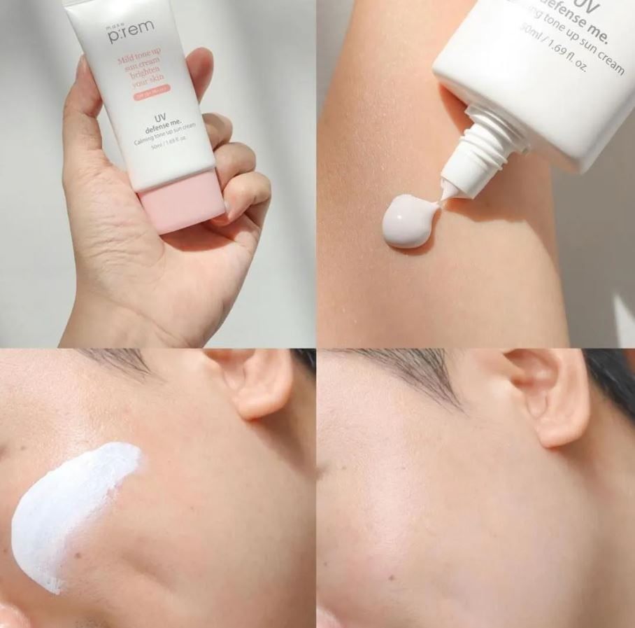  Kem Chống Nắng Vật Lý, Nâng Tone Make P:rem UV Defense Me Calming Tone Up Sun Cream SPF50+ PA++++ 50ml 