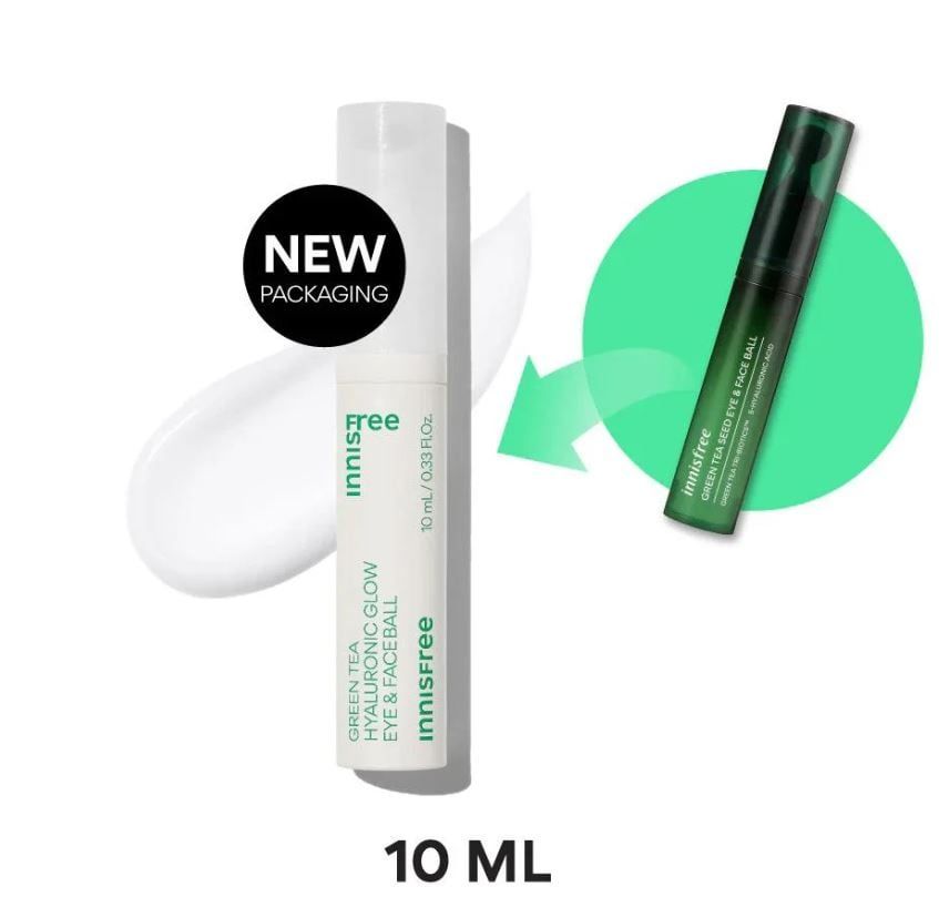  Thanh Lăn Dưỡng Mắt Innisfree Green Tea Hyaluronic Glow Eye & Face Ball 10ml 