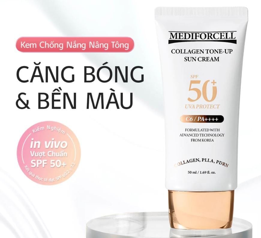  Kem Chống Nắng Nâng Tone Mediforcell Collagen Tone Up Sun Cream SPF50+ PA++++ 50ml 