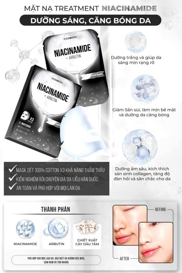  Mặt nạ cấp ẩm, dưỡng trắng da Foodaholic Ample Mask 23ml (1 miếng) 