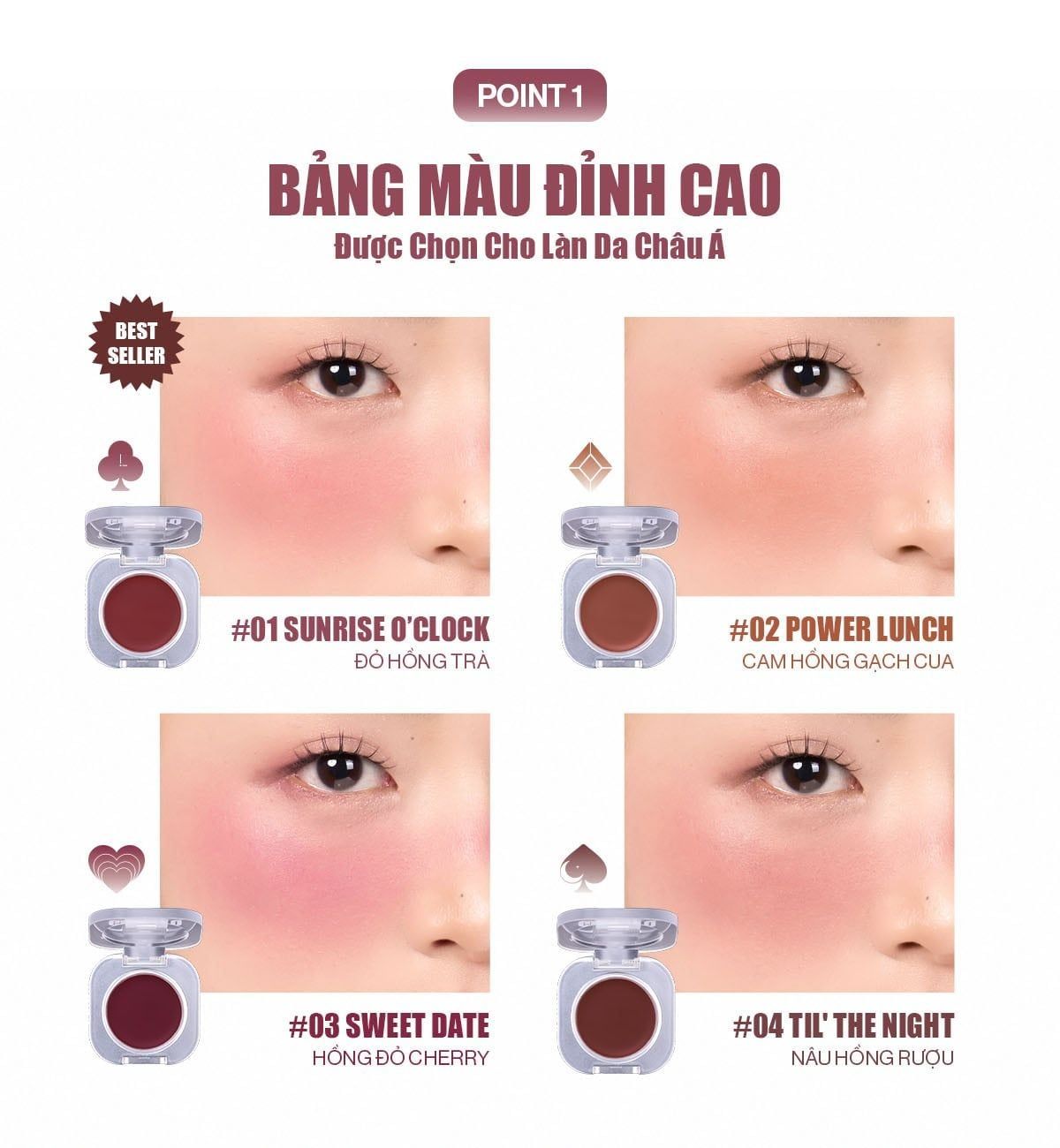  Má Hồng Kem Đa Năng 3in1 Glamrr Q Mellow Touch Lip Cheek Pot 1.8g 