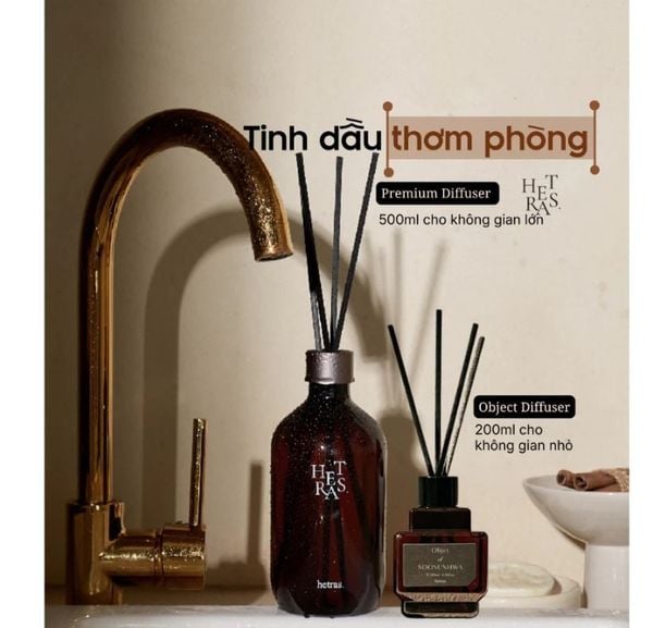  Bộ Tinh Dầu Nước Hoa Khuếch Tán Hương Thơm Hetras Premium Diffuser 500ml - Objet Diffuser 200ml 